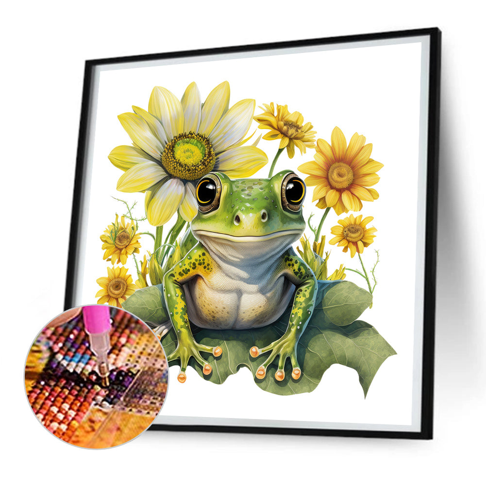 Sunflower Frog - Full Round Drill Diamond Painting 30*30CM