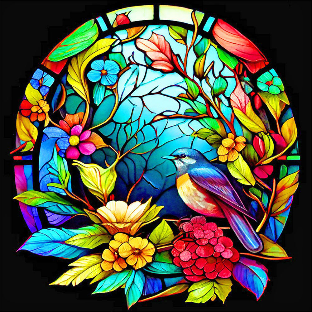 Stained Glass Swallow - Full Round Drill Diamond Painting 30*30CM
