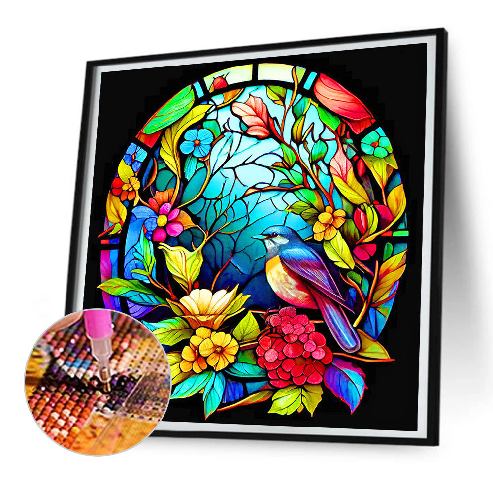 Stained Glass Swallow - Full Round Drill Diamond Painting 30*30CM
