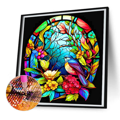 Stained Glass Swallow - Full Round Drill Diamond Painting 30*30CM