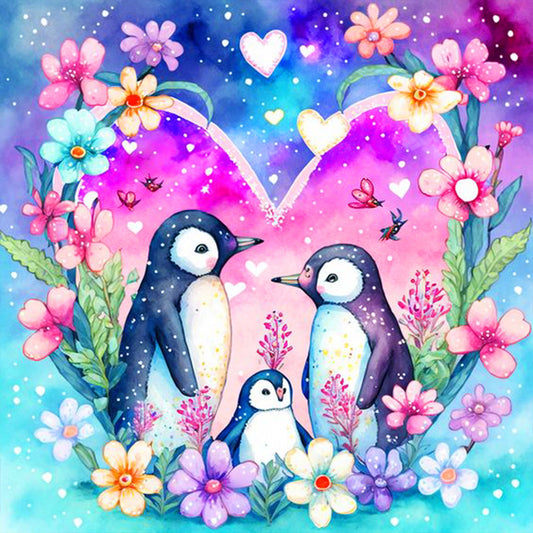 Penguin Family - Full Round Drill Diamond Painting 30*30CM