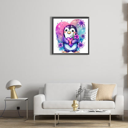 Penguin Holding A Heart - Full Round Drill Diamond Painting 30*30CM