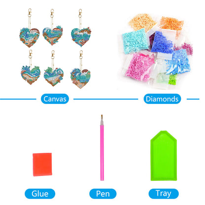 6pcs Diamond Art Key Rings Art Craft 5D DIY Bag Pandant for Beginners Home Decor