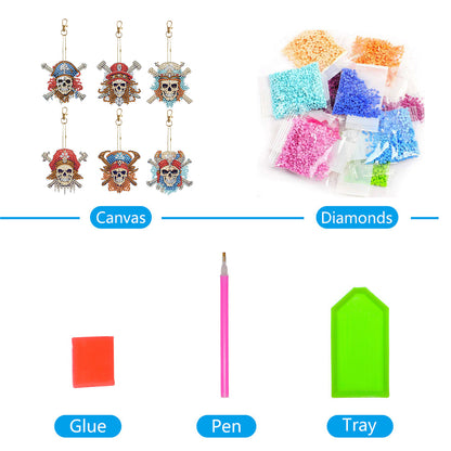 6pcs Diamond Art Key Rings Art Craft 5D DIY Bag Pandant for Beginners Home Decor