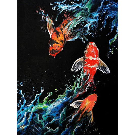 Lake Goldfish - Full Round Drill Diamond Painting 30*40CM