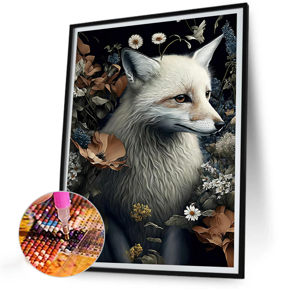 Flower Fox - Full Round Drill Diamond Painting 30*40CM