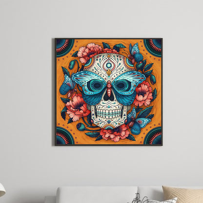 Skull With Flowers - Full Round Drill Diamond Painting 30*30CM