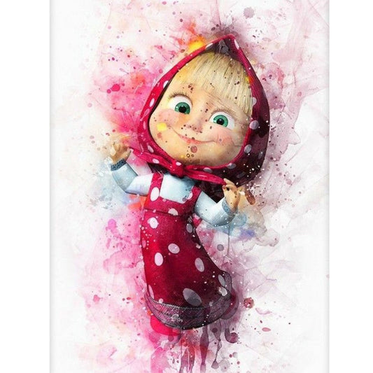 Masha And The Bear Watercolor Ink Painting - Full Round Drill Diamond Painting 30*40CM