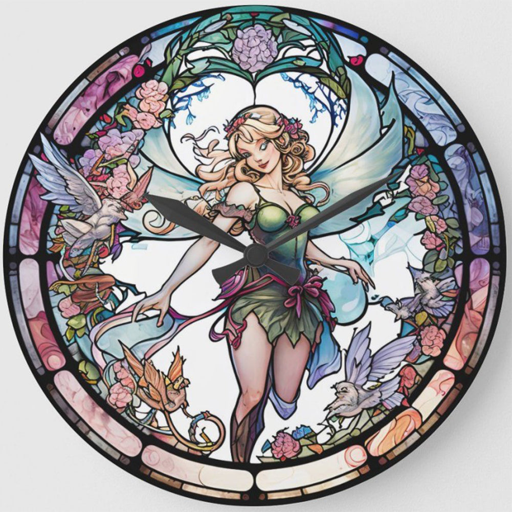 Angel Clock Glass Painting - Full Round Drill Diamond Painting 30*30CM