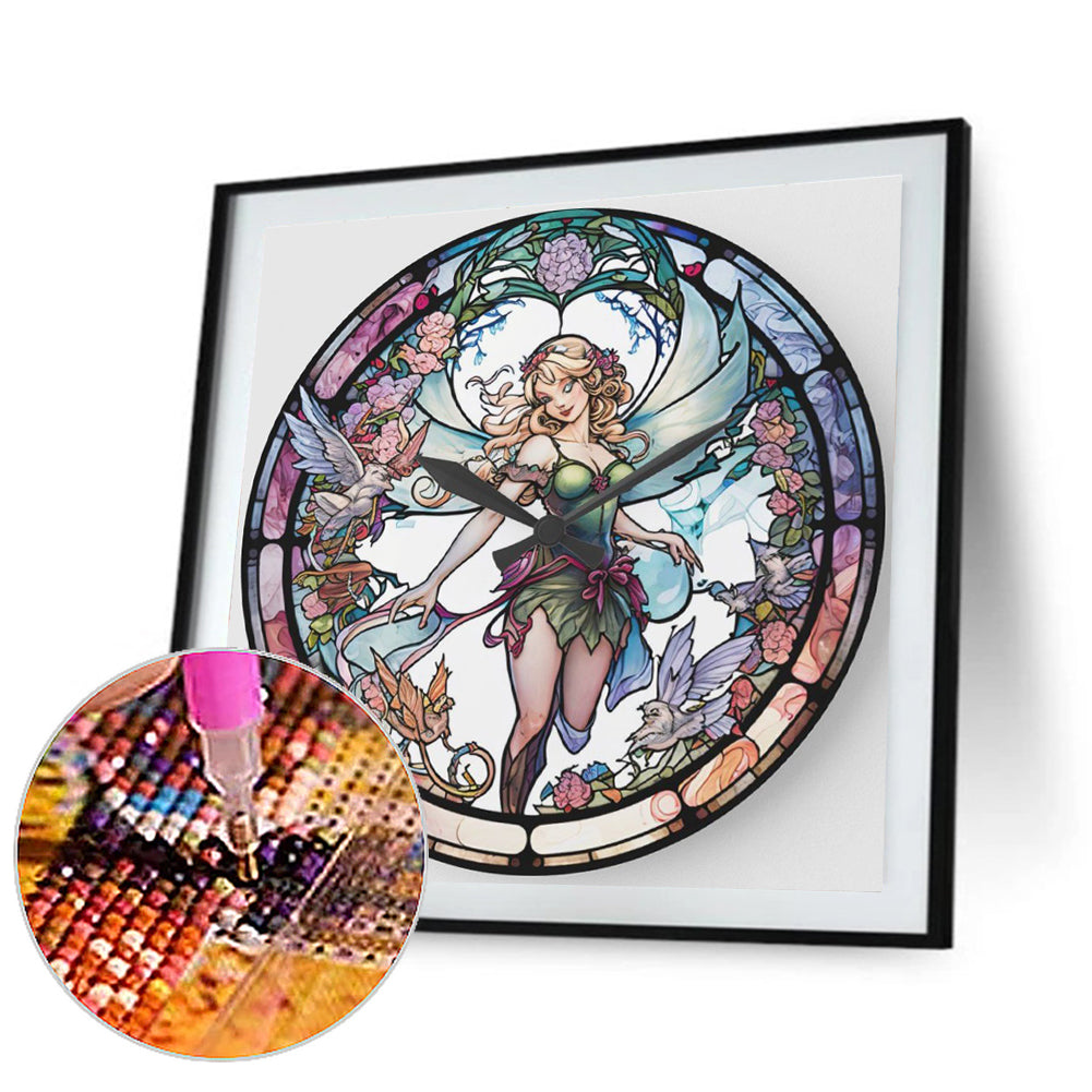 Angel Clock Glass Painting - Full Round Drill Diamond Painting 30*30CM