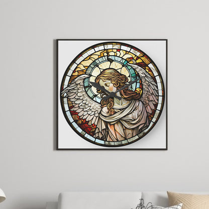 Clock Glass Painting Of Our Lady Of Angels - Full Round Drill Diamond Painting 30*30CM