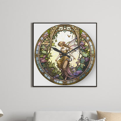 Butterfly Elf Clock Glass Painting - Full Round Drill Diamond Painting 30*30CM