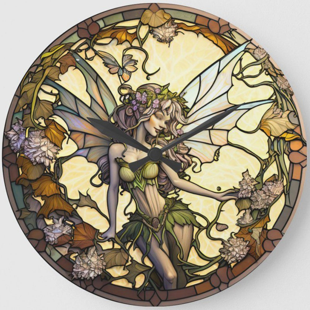 Fairy Clock Glass Painting - Full Round Drill Diamond Painting 30*30CM