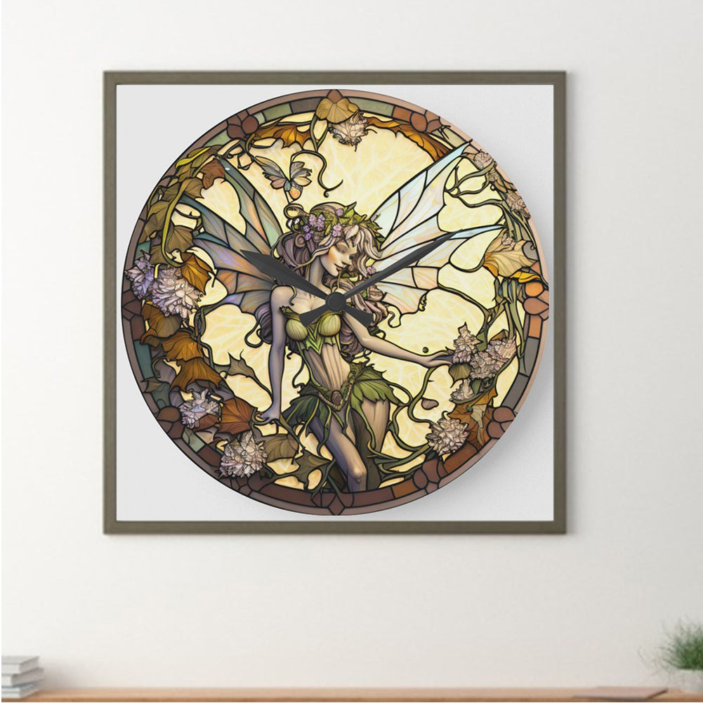 Fairy Clock Glass Painting - Full Round Drill Diamond Painting 30*30CM