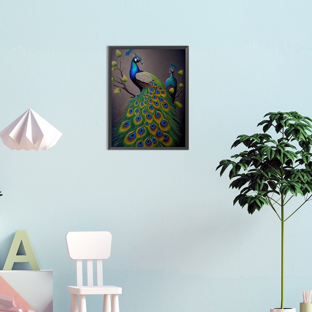 Peacock - Full Round Drill Diamond Painting 30*40CM