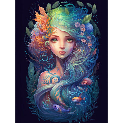 Flower Fish Fairy - Full Round Drill Diamond Painting 30*40CM