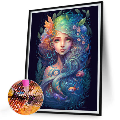 Flower Fish Fairy - Full Round Drill Diamond Painting 30*40CM