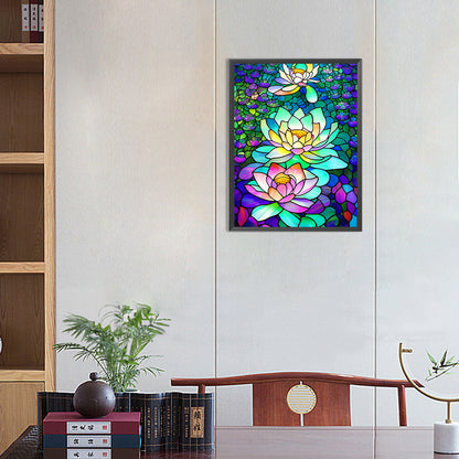 Colored Lotus - Full Round Drill Diamond Painting 30*40CM