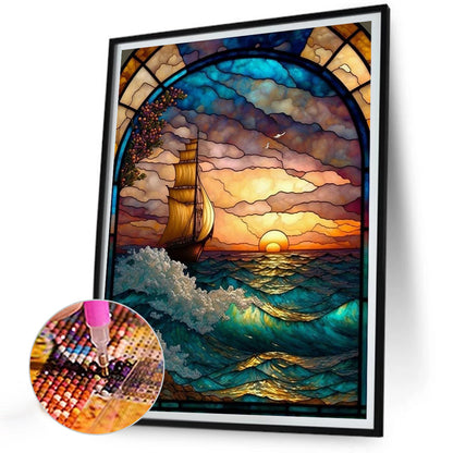 Dusk Sea Water - Full Round Drill Diamond Painting 30*40CM