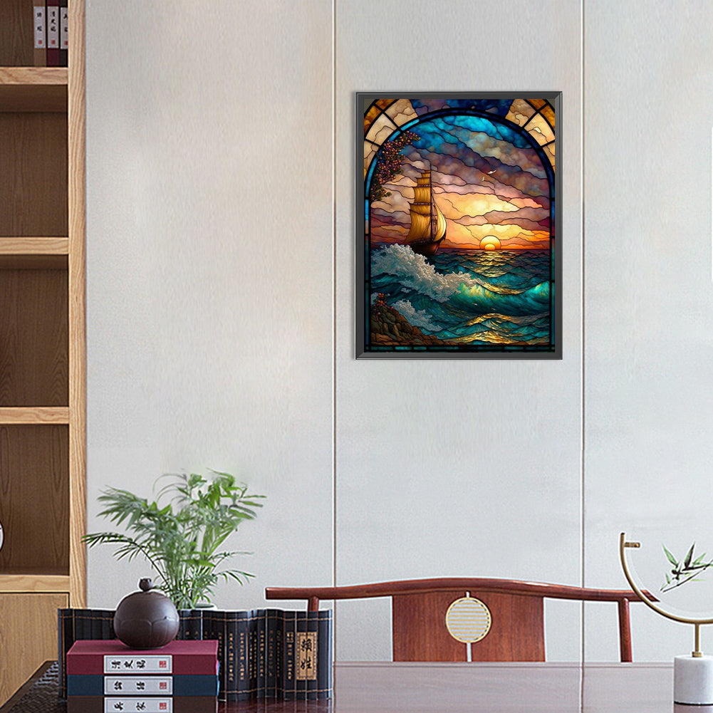Dusk Sea Water - Full Round Drill Diamond Painting 30*40CM