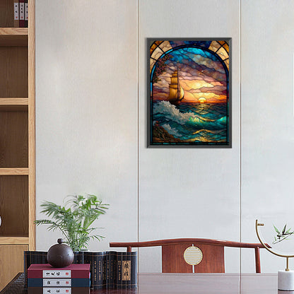 Dusk Sea Water - Full Round Drill Diamond Painting 30*40CM