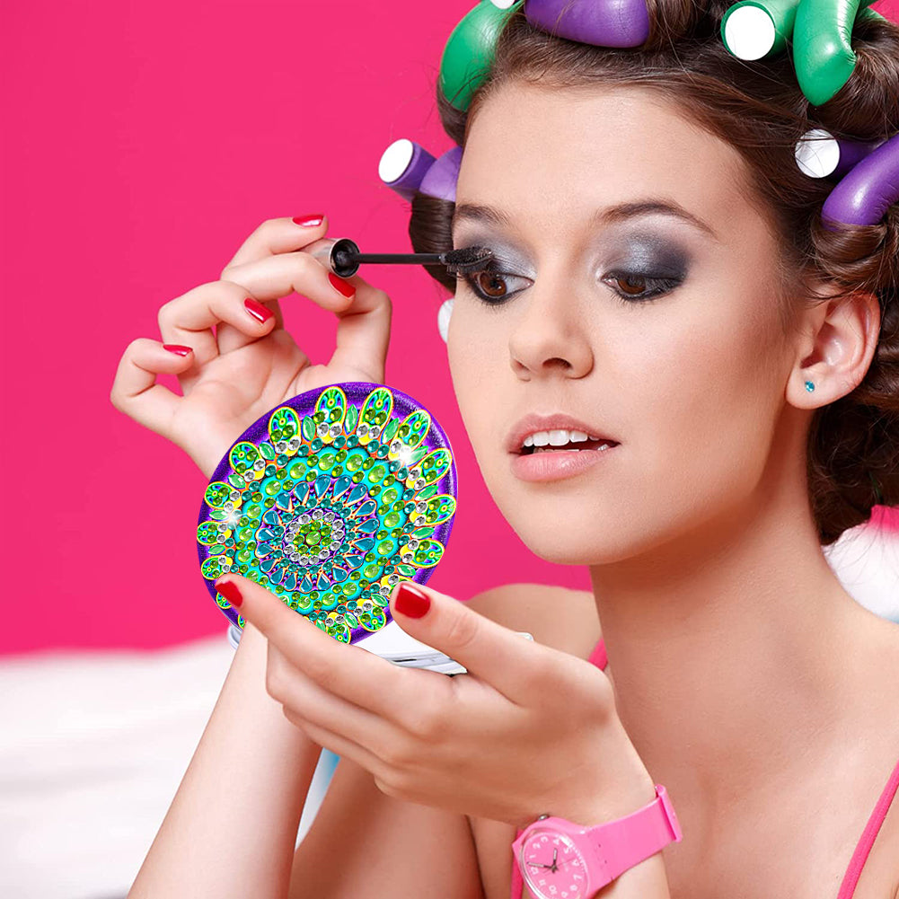 DIY Crystal Diamond Mirror Portable Mandala Art Craft Set Pocket Mirror for Girl