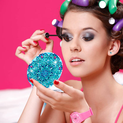 DIY Crystal Diamond Mirror Portable Mandala Art Craft Set Pocket Mirror for Girl