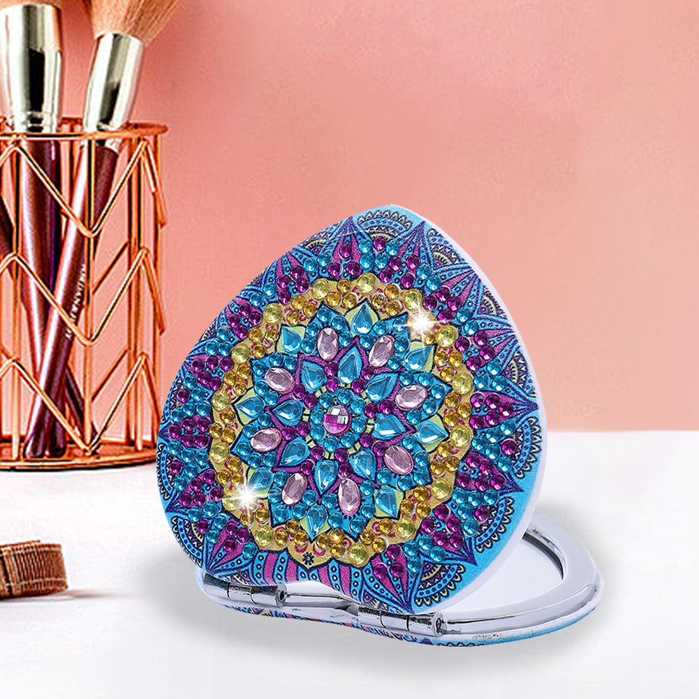 DIY Crystal Diamond Mirror Portable Mandala Art Craft Set Pocket Mirror for Girl