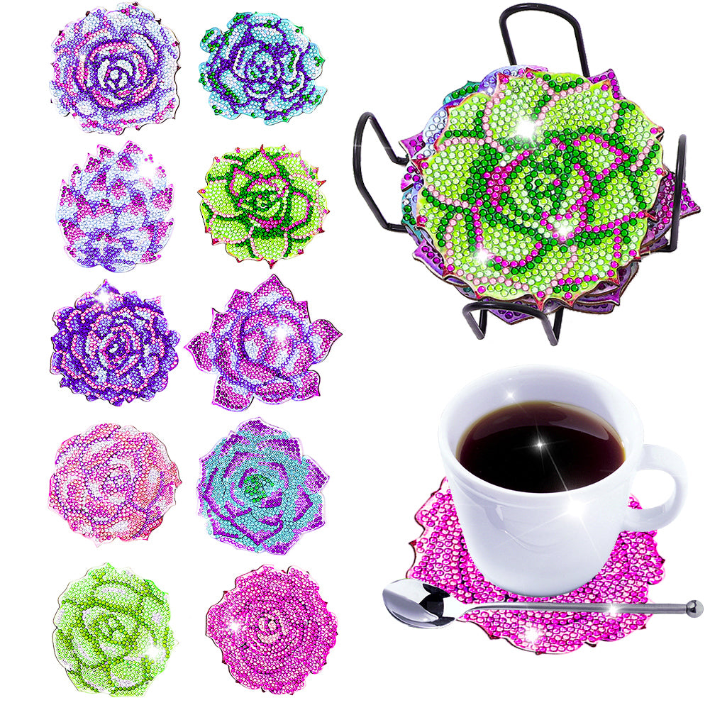 DIY Crystal Drink Coasters Ornament for Adults Kids Diamond Embroidery Kit Decor