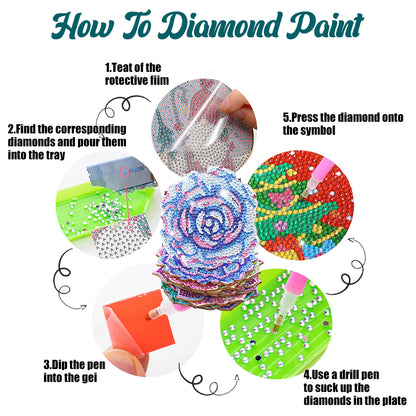 DIY Crystal Drink Coasters Ornament for Adults Kids Diamond Embroidery Kit Decor