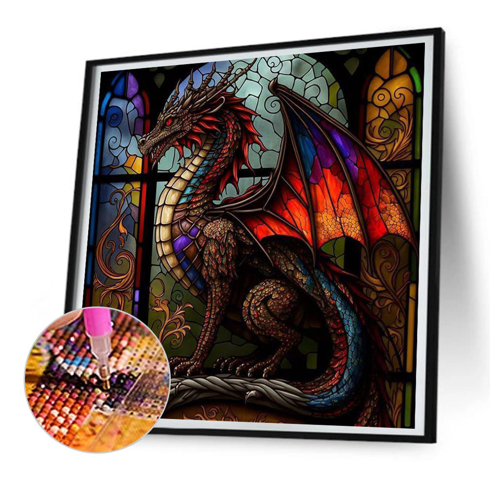 Colorful Dragon Glass Painting - Full Round Drill Diamond Painting 30*30CM