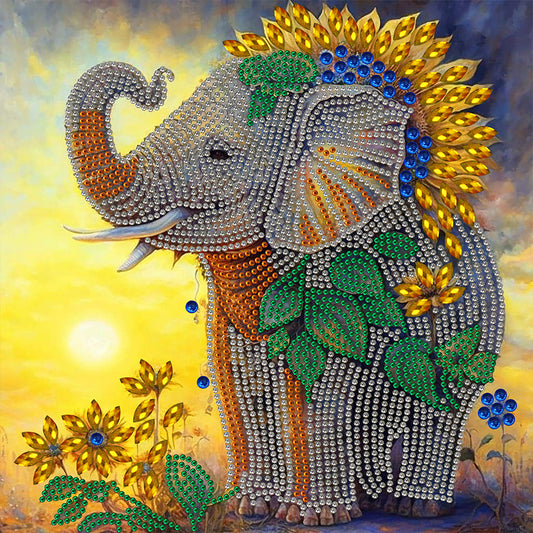 Sunflower Elephant - Special Shaped Drill Diamond Painting 30*30CM