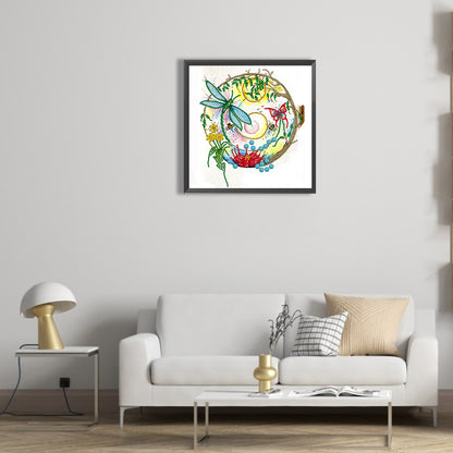 Dragonfly Flower Clock - Special Shaped Drill Diamond Painting 30*30CM