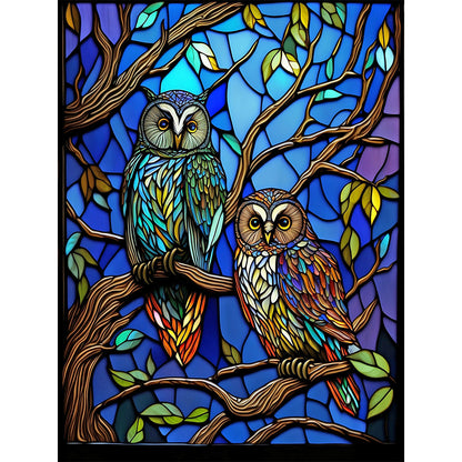 Owl Glass Painting - Full Round Drill Diamond Painting 30*40CM