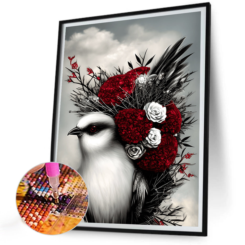 Black And White Crow - Full Round Drill Diamond Painting 30*40CM