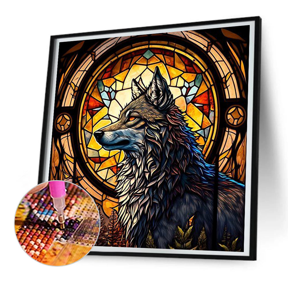 Wolf Glass Painting - Full Round Drill Diamond Painting 30*30CM