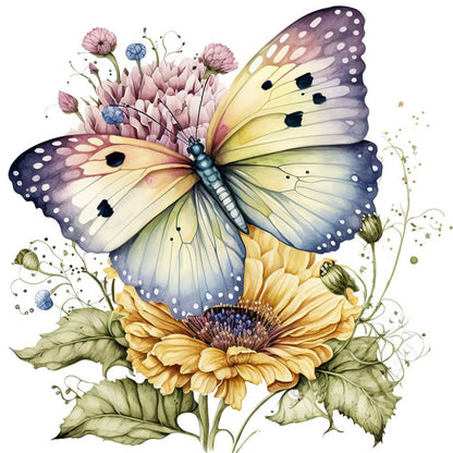 Flowers And Butterflies - Full Round Drill Diamond Painting 30*30CM