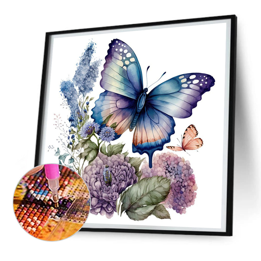 Flowers And Butterflies - Full Round Drill Diamond Painting 30*30CM