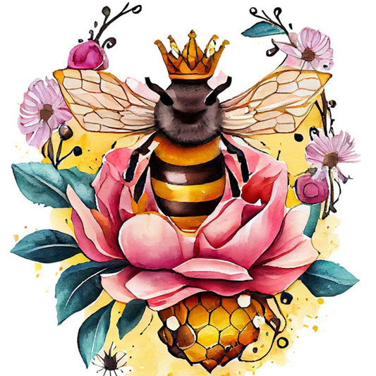 Flower And Bee - Full Round Drill Diamond Painting 30*30CM