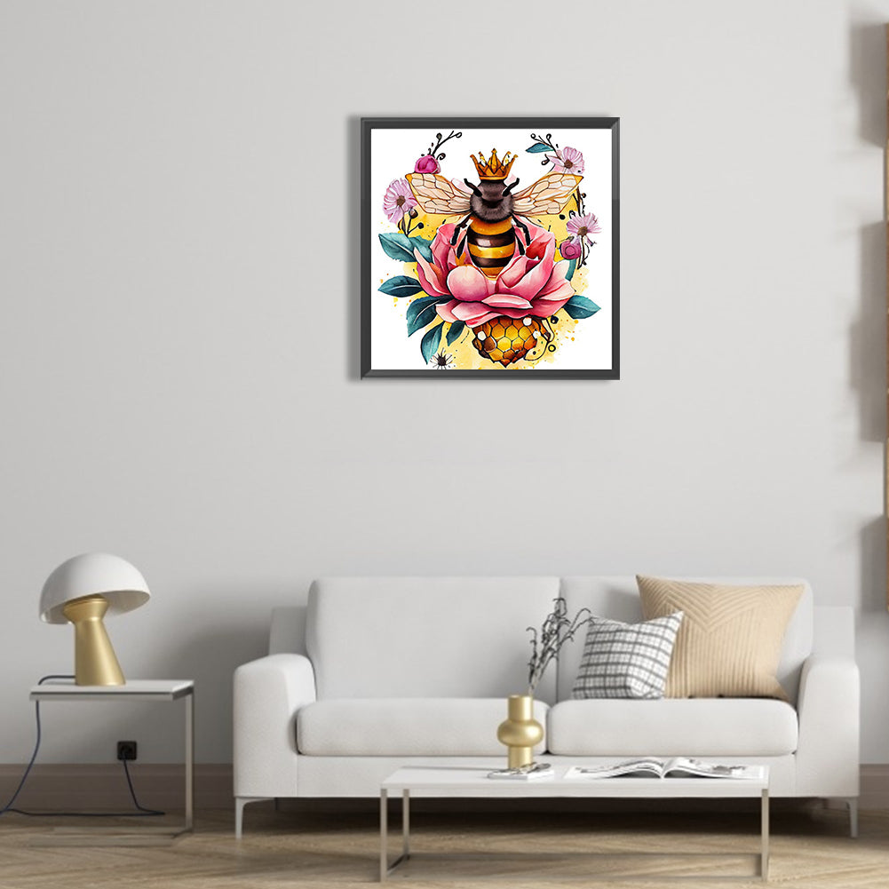 Flower And Bee - Full Round Drill Diamond Painting 30*30CM