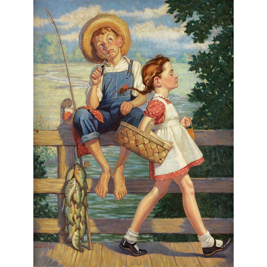 Fishing Kid - Full Round Drill Diamond Painting 30*40CM