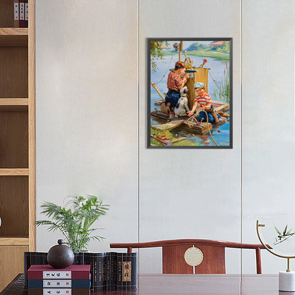 Child Playing In Water - Full Round Drill Diamond Painting 30*40CM