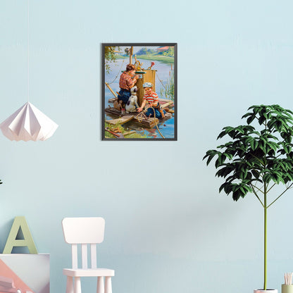 Child Playing In Water - Full Round Drill Diamond Painting 30*40CM