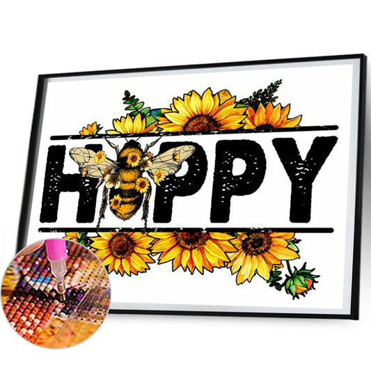 Bee Calligraphy And Painting - Full Round Drill Diamond Painting 50*40CM