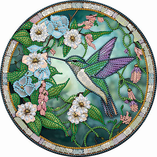 Round Plate Glass Painting Hummingbird - Special Shaped Drill Diamond Painting 30*30CM