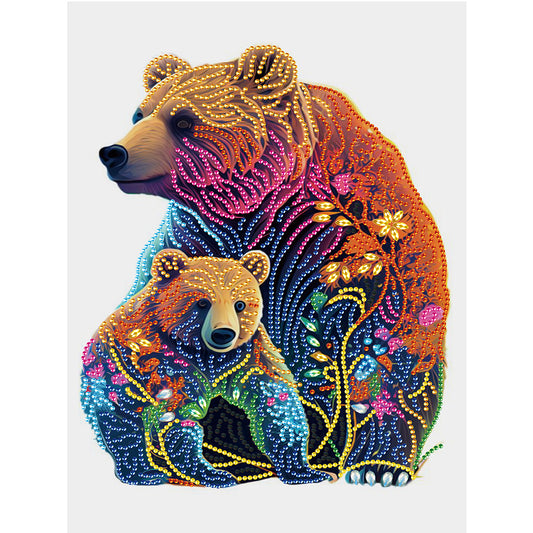 Grizzly Bear And Cub - Special Shaped Drill Diamond Painting 30*40CM