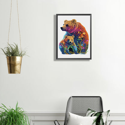 Grizzly Bear And Cub - Special Shaped Drill Diamond Painting 30*40CM