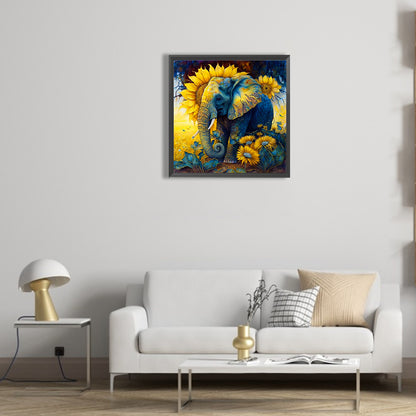 Sunflower Elephant - Full Round Drill Diamond Painting 30*30CM