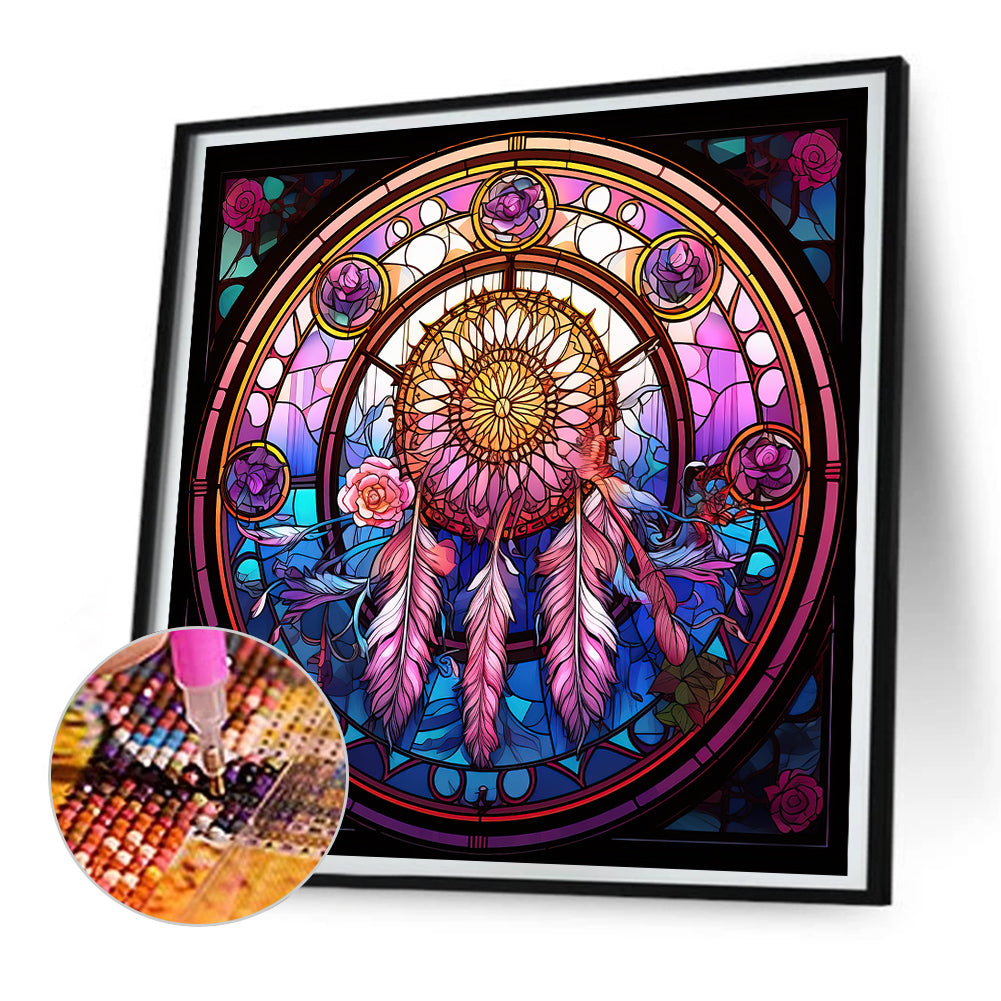 Dream Catcher Glass Painting - Full Round Drill Diamond Painting 30*30CM