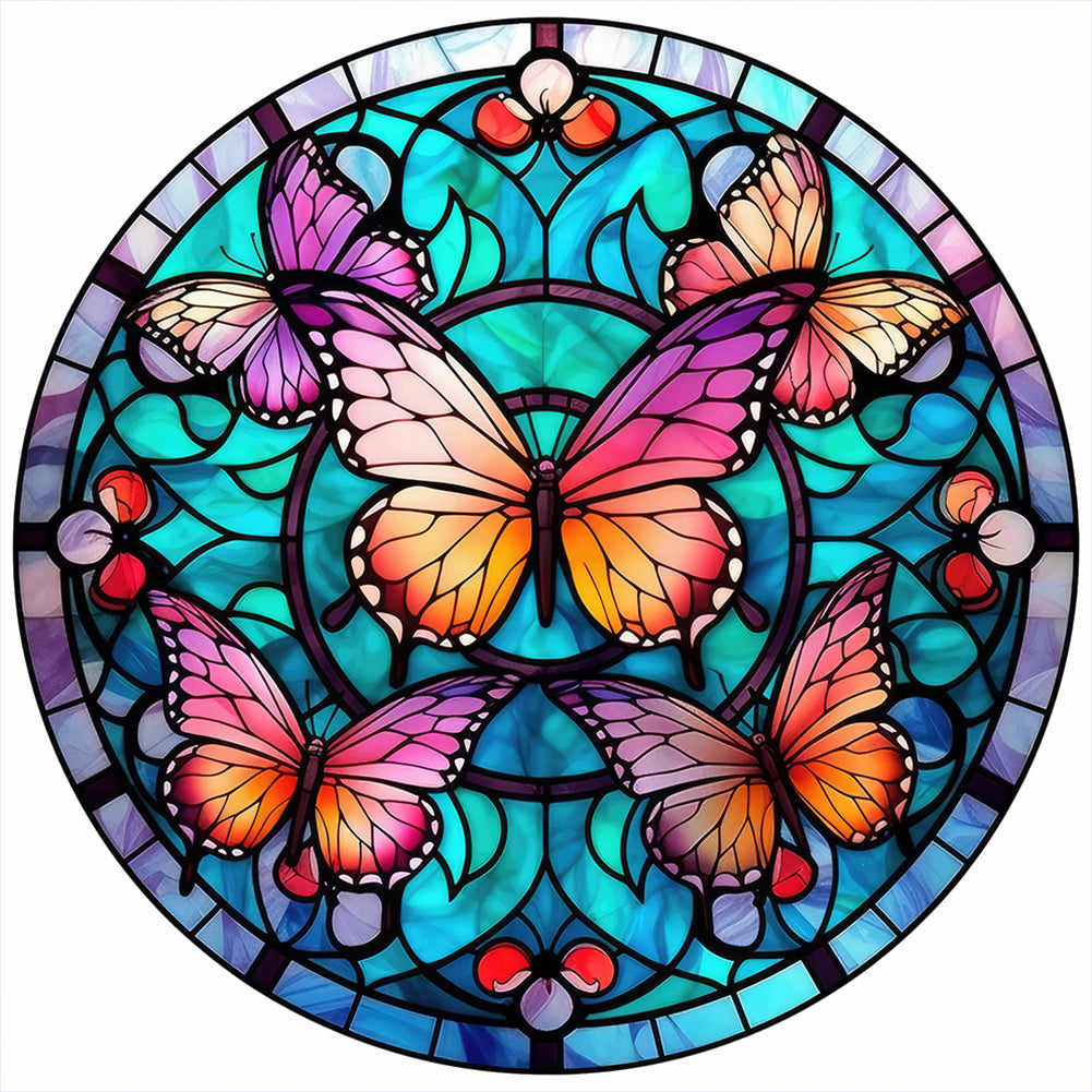 Butterfly Glass Painting - Full Round Drill Diamond Painting 30*30CM